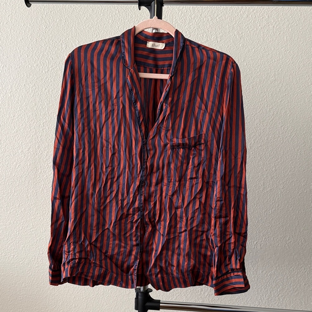 Forte Forte Striped Red and Navy Button-Up Shirt